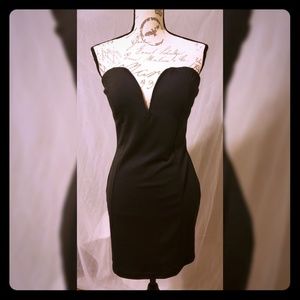 Black strapless cocktail dress
